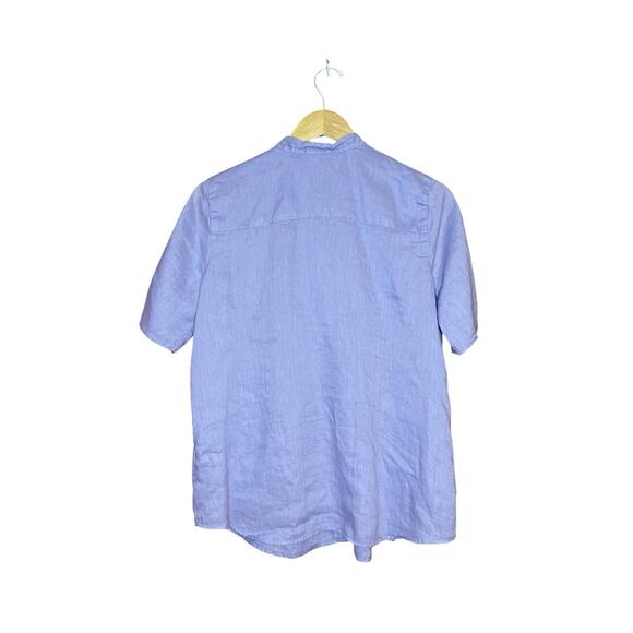 J Jill Lavender 100% Linen Button Up Short Sleeve Shirt Medium Lagenlook - Picture 4 of 5